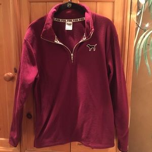 Pink burgundy 3/4 zip up fleece sweatshirt